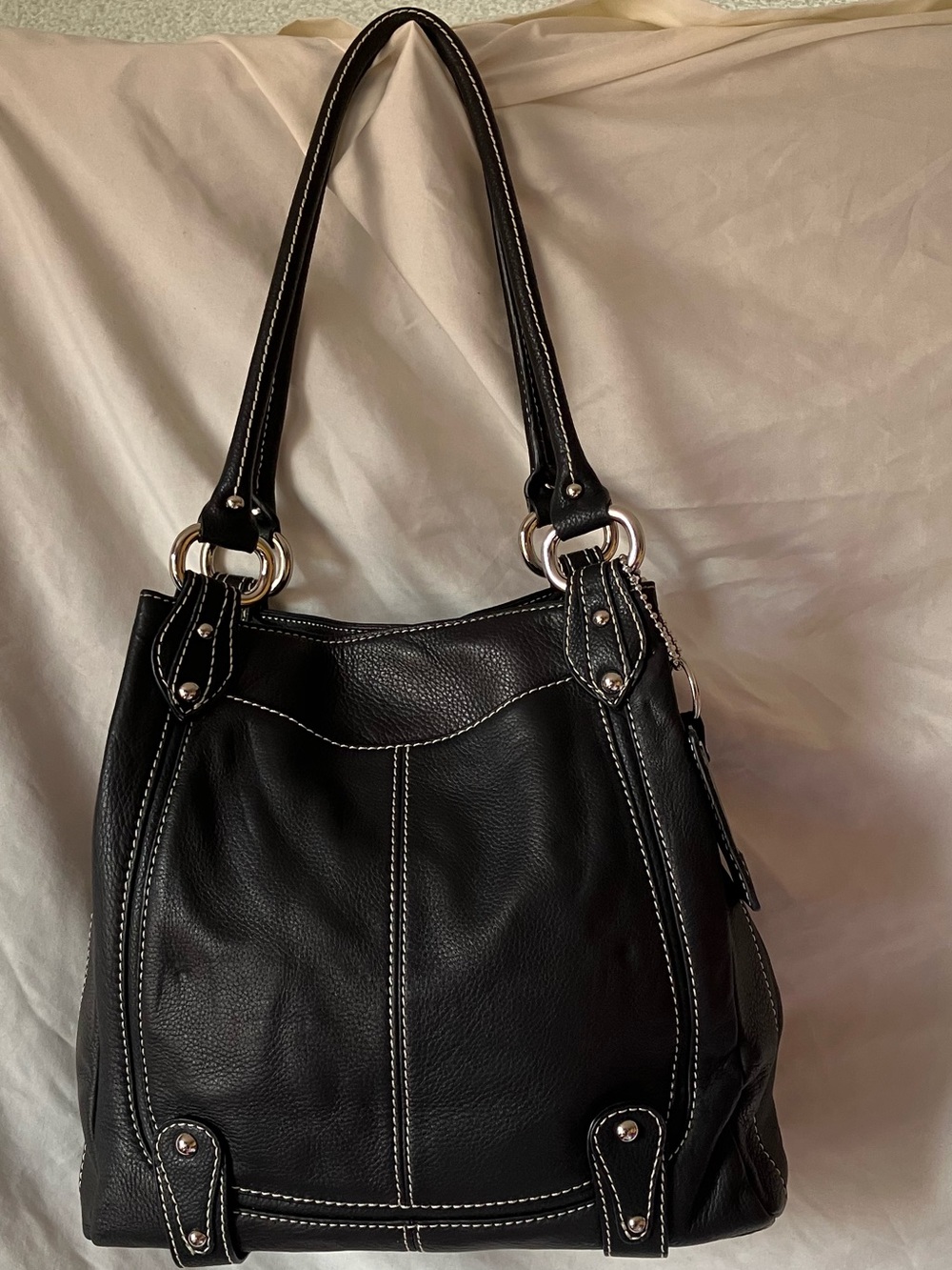 Sophia Caperelli Womens Animal Print Lining Multi-Pocket Shoulder Handbag Black